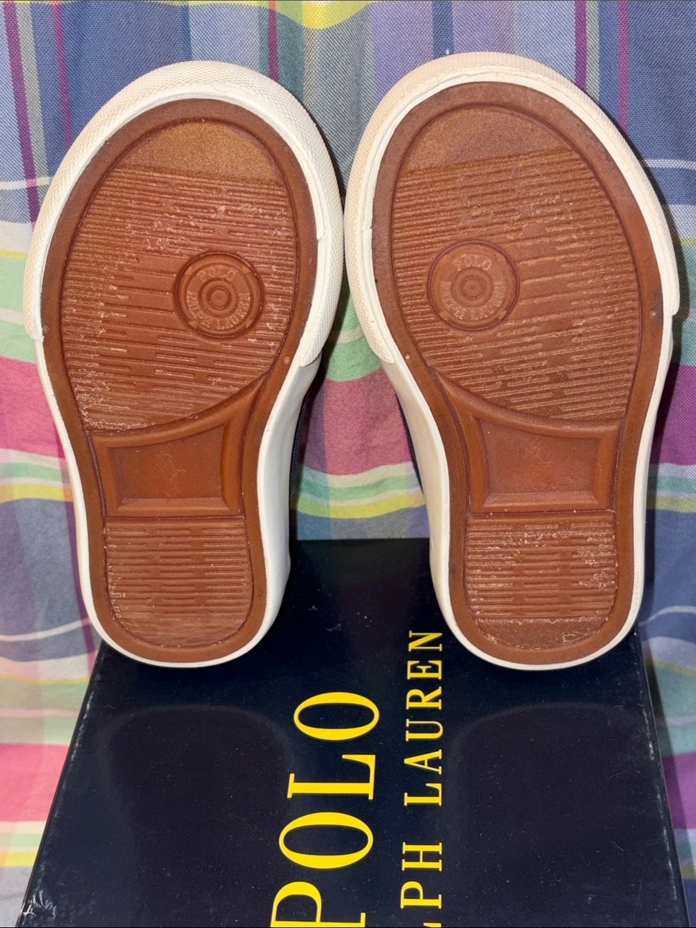 Polo Ralph Lauren Olan EZ Toddler Shoes in Navy, Blue & Tan in Size 7 - Picture 10 of 12